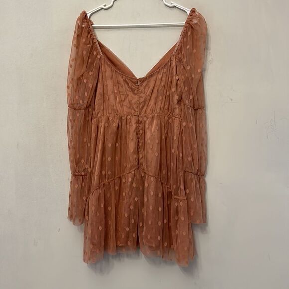 asos Design mauve sheer tiered mini dress Size 8 NWOT - Picture 8 of 11